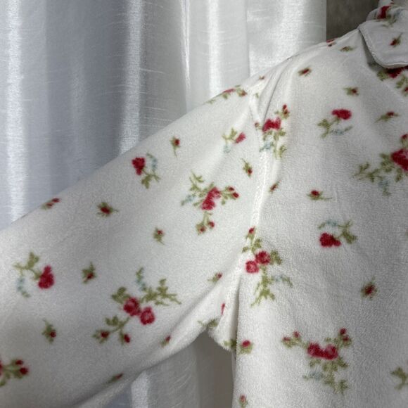 Lauren Ralph Lauren Floral Pajama Top Polar Flece Collared button up Size XL - Picture 5 of 14